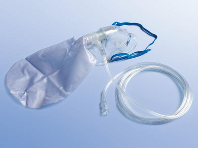 Sauerstoffmaske Erwachsene, Kind / High Concentration/Kinnabschluss/Reservoir/ Schlauch, mit 2 Ventilen, ohne Rückatmung - Notemed Medizintechnik