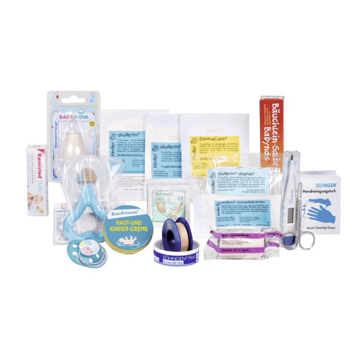 Erste-Hilfe-Tasche Baby on Tour rosa, hellblau - Notemed Medizintechnik