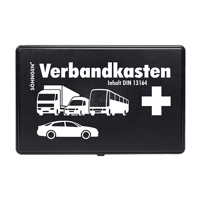 KFZ-Verbandkasten KU mit Füllung Standard DIN 13164, schwarz, orange, weiß, grün - Notemed Medizintechnik
