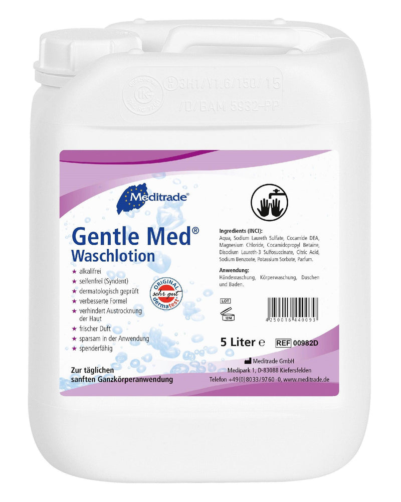 Gentle Med® Waschlotion, 500 ml, 1L, 5L, PH-HAUTNEUTRALE UND PFLEGENDE WASCHLOTION, 00980D, 
00981D, 
00982D