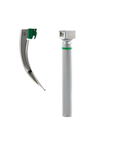 Kaltlicht-Laryngoskopgriff, EINWEG-Laryngoskopspatel, Einmalspatel, (grüner Standard) Macintosh, Miller, ECO-Version, AEROtube - Notemed Medizintechnik