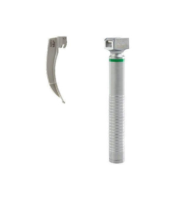 Kaltlicht-Laryngoskopgriff, Mehrweg Laryngoskopspatel, (grüner Standard) Macintosh, Miller, Pro-Version, AEROtube - Notemed Medizintechnik