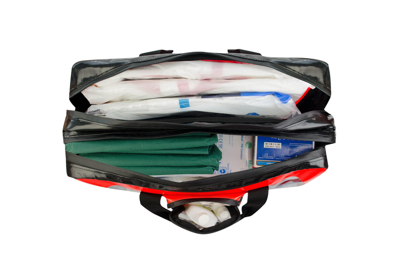 Infektionsschutztasche, Planenmaterial, ANTI-INFECTIONbag, leuchtrot/schwarz, HT13-AIBM1-70 - Notemed Medizintechnik