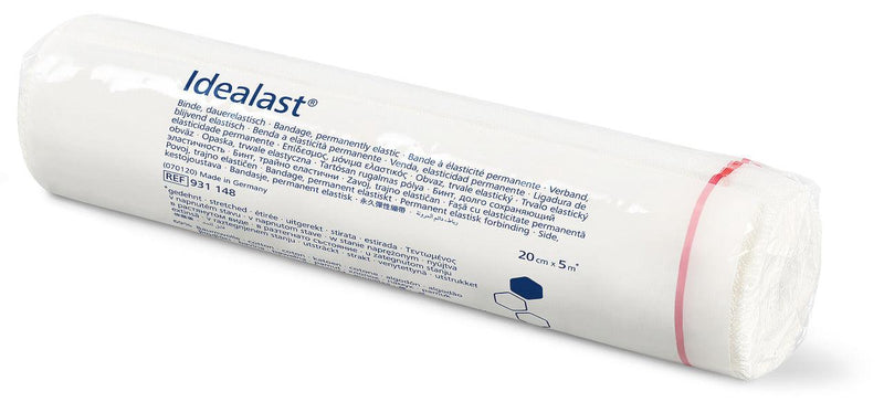 Idealast weiß mit Klammer, dauerelastische Idealbinde, die nicht ausleiert, 6 cm x 5 m, 8 cm x 5 m, 10 cm x 5 m, 12 cm x 5 m, 15 cm x 5 m, 20 cm x 5 m, 931143, 
931144, 
931145, 
931146, 
931147, 
931148 Hartmann