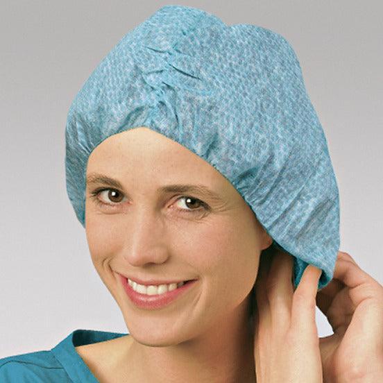 Foliodress cap Comfort Universal grün, weiß, OP-Haube, in Entnahmekartons, universelle Baretthaube mit umlaufendem Gummizug, 992465, 992466 - Notemed Medizintechnik
