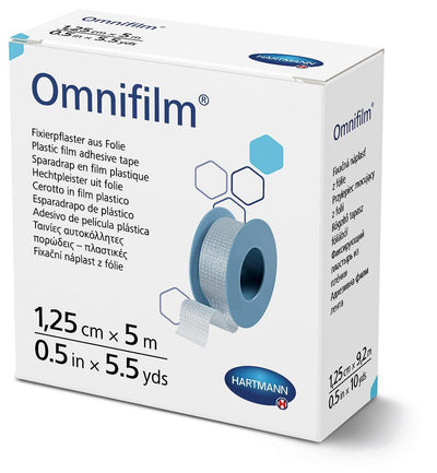 Omnifilm auf Kunststoffspulen, Verbandfixierung, Fixierpflaster, 5 m lang, Verbandfixierung, 1,25 cm x 5 m, 2,5 cm x 5 m, 5 cm x 5 m, 900433, 900434, 900435 - Notemed Medizintechnik