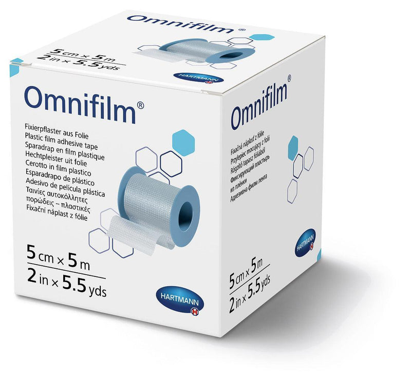 Omnifilm auf Kunststoffspulen, Verbandfixierung, Fixierpflaster, 5 m lang, Verbandfixierung, 1,25 cm x 5 m, 2,5 cm x 5 m, 5 cm x 5 m, 900433, 900434, 900435 - Notemed Medizintechnik