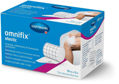 Omnifix Elastic 5m lang, in Faltschachteln, 10cm x 5m OTC, Fixierpflaster, zur vollflächigen Verbandabdeckung und Verbandfixierung, 900660 - Notemed Medizintechnik