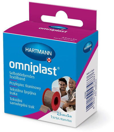 Omniplast auf Kunststoffspulen, Verbandfixierung, 5m lang, Spulenpflaster, Fixierpflaster, 1,25 cm x 5 m, 2,5 cm x 5m OTC, 5 cm x 5 m, 900440, 900467, 900451 - Notemed Medizintechnik