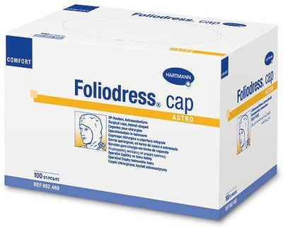 Foliodress cap Comfort Universal grün, weiß, OP-Haube, in Entnahmekartons, universelle Baretthaube mit umlaufendem Gummizug, 992465, 992466 - Notemed Medizintechnik