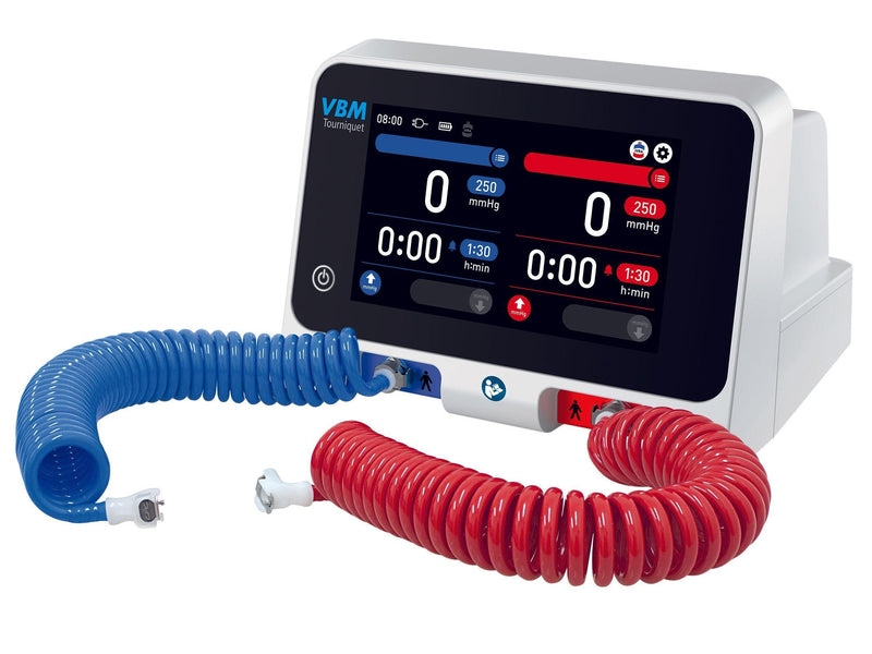 Tourniquet Touch TT20 mit zwei Manschettenkanälen, als Tischgerät mit ingetriertem Griff, inkl. Spiral-Verbindungsschläuche, 01-20-000 - Notemed Medizintechnik