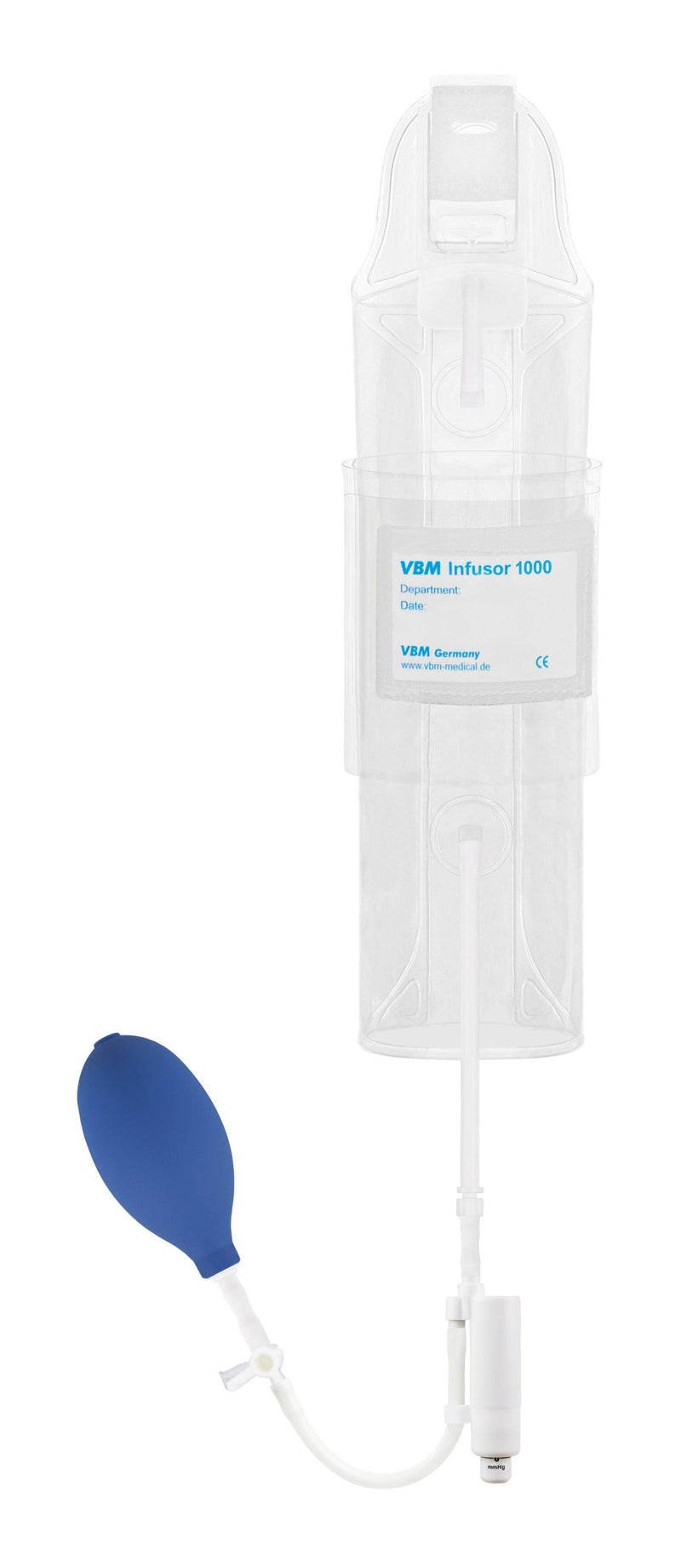 Infusor 500, 1000, 3000 transparente Druckinfusionsmanschette Handgebläse, Dreiwegehahn und farbkodierter Druckanzeige - Umschlagedesign mit Haken - Notemed Medizintechnik