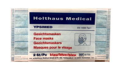 Gesichtsmasken EN 14683 2 Stück im Beutel, 50720 - Notemed Medizintechnik