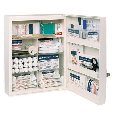 FAMULUS Verbandschrank leer Kunststoff, 1-türiger Kunststoffschrank mit 7 Innenfächern, 66070 - Notemed Medizintechnik