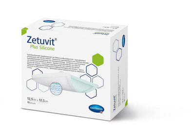 Zetuvit Plus Silicone steril 8 x 8 cm, 12,5 x 12,5 cm, 10 x 20 cm, 20 x 20 cm, 20 x 25 cm, die Superabsorber-Wundauflage, Saugkompresse, 413810, 413820, 413830, 413840 - Notemed Medizintechnik