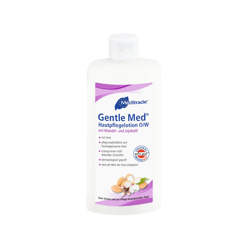 Gentle Med® Hautpflegelotion (O/W), DIE HAUTPFLEGELOTION ZUM SCHUTZ UND ZUR PFLEGE BEANSPRUCHTER HAUT, MIT MANDEL- UND JOJOBAÖL, 100 ml, 500 ml, 01011, 
00990D
