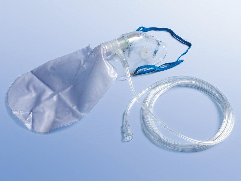 Sauerstoffmaske Erwachsene, Kind / High Concentration/Kinnabschluss/Reservoir/ Schlauch, mit 2 Ventilen, ohne Rückatmung - Notemed Medizintechnik 
