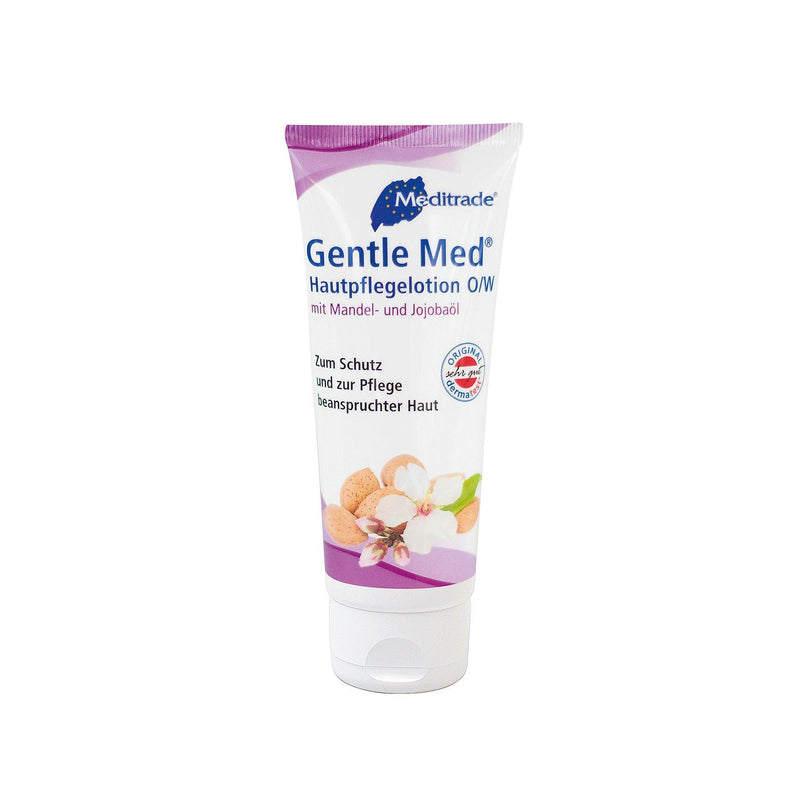 Gentle Med® Hautpflegelotion (O/W), DIE HAUTPFLEGELOTION ZUM SCHUTZ UND ZUR PFLEGE BEANSPRUCHTER HAUT, MIT MANDEL- UND JOJOBAÖL, 100 ml, 500 ml, 01011, 
00990D