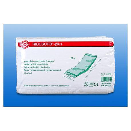 RIBOSORB®-PLUS 11x37CM weiche Vlieswindel hergestellt mit Zellulose-Flockenfüllung und zusätzlichem Superabsorber, 001139 - Notemed Medizintechnik 