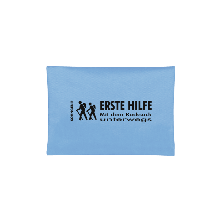 Erste Hilfe "Mit dem Rucksack unterwegs" blau, orange, Taschengröße 210 x 140 mm - Notemed Medizintechnik 