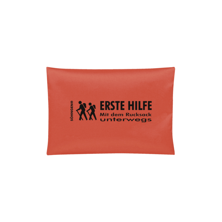 Erste Hilfe "Mit dem Rucksack unterwegs" blau, orange, Taschengröße 210 x 140 mm - Notemed Medizintechnik 