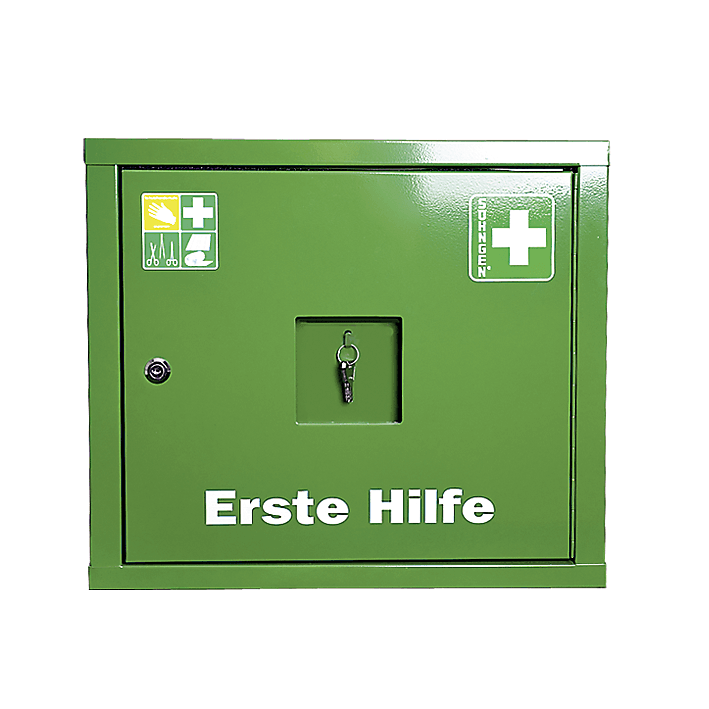Verbandschrank JUNIORSAFE Norm Plus orange, weiß, grün - Notemed Medizintechnik 