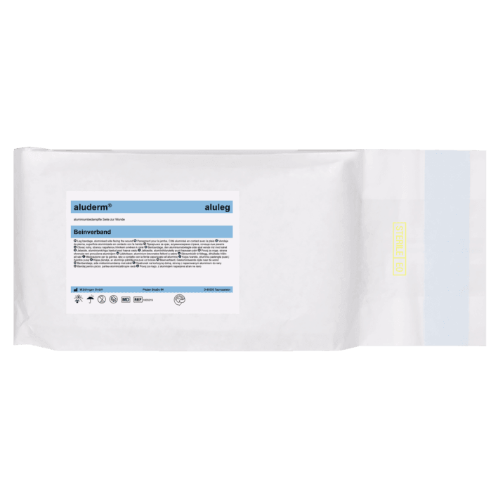aluderm® aluleg, Beinverband, gebrauchsfertige aluderm® Spezialverbände mit Klettband-Schnellfixierung, 1003219 - Notemed Medizintechnik 