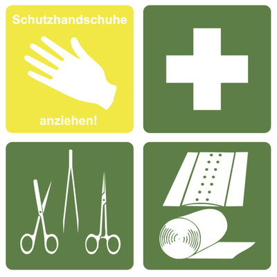 Piktogramm Erste-Hilfe 4 Motive, Block 70 x 70mm, 1008025 - Notemed Medizintechnik 