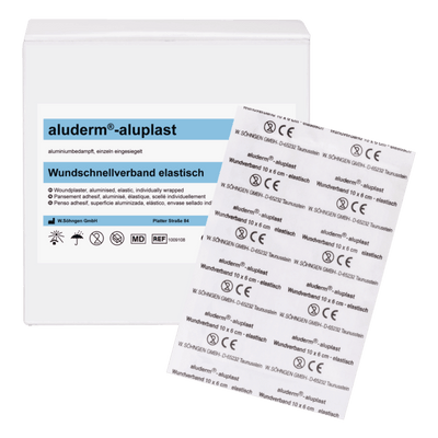 aluderm®-aluplast elastisch Hygienepackung 10x6cm Pkg. á 50 Stück, Wundverbandpflaster, 6 cm breit, à 10 cm einzeln eingesiegelt, 1009108 Söhngen