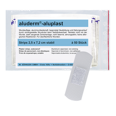 aluderm®-aluplast stabil Strips 2,5 x 7,2 cm 10 oder 50 Stück Söhngen