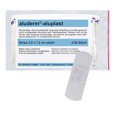 aluderm®-aluplast stabil Strips 2,5 x 7,2 cm 10 oder 50 Stück - Notemed Medizintechnik 