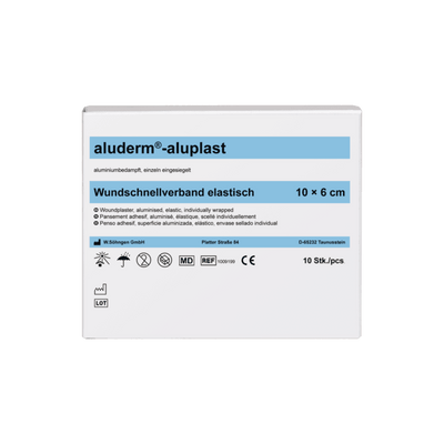 aluderm®-aluplast elastisch 1 m x 6 cm, 5 m x 6 cm, Wundverbandpflaster - gerollt. 5 m-Pflasterstreifen am Stück, aufgerollt, 1009198, 1009199 Söhngen