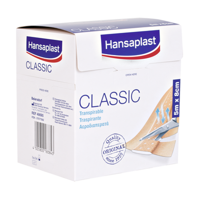 Hansaplast CLASSIC, Pflaster, Wundschnellverband, Wundpflaster, 5 m x 4 cm, 6 cm, 8 cm Söhngen
