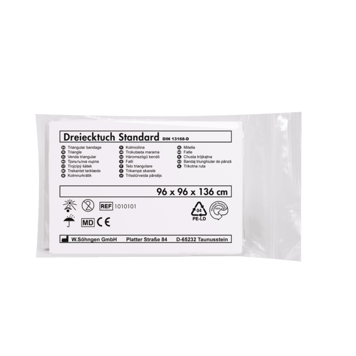 Dreiecktuch Standard weiß, Dreiecktuch nach DIN 13168, Maße: 96 x 96 x 136 cm, 1010001 - Notemed Medizintechnik 