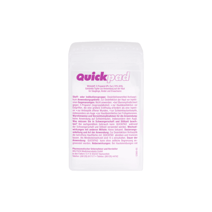 Alkoholtupfer, Quickpad-Alkoholtupferspender à 150 Tupfer, Pads einzeln abreißbar, getränkt mit 70% Isopropyl-Alkohol, in Spendebox, 1012003 - Notemed Medizintechnik 