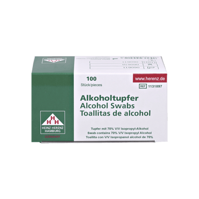 Herenz Alcohol-Swabs, Alkoholtupfer, Packung mit 100 Stück Söhngen