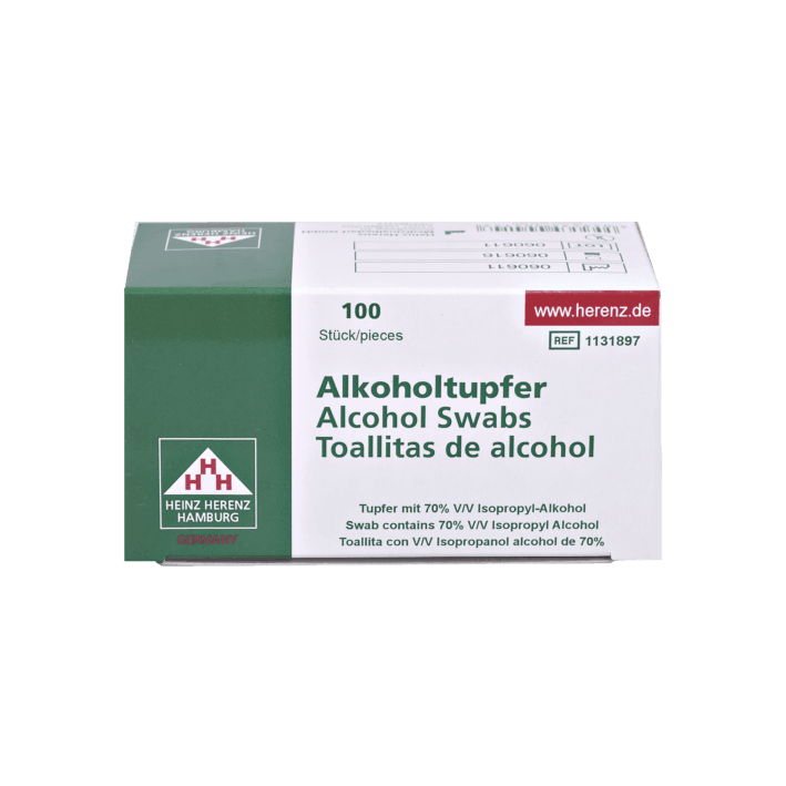 Herenz Alcohol-Swabs, Alkoholtupfer, Packung mit 100 Stück - Notemed Medizintechnik 