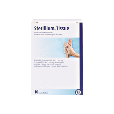 Sterillium Tissue, Pkg. á 10 Stück, praktisches Hände-Desinfektionstuch für unterwegs, universell und überall einsetzbar, 981229 Söhngen