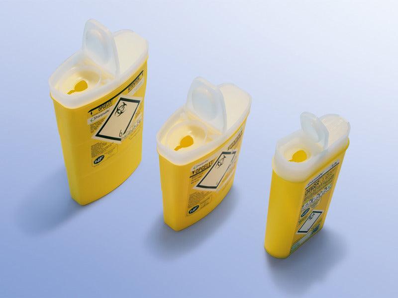 Sharpsafe Exchange, 0,2 L , 0,3 L, 0,45 L Abkopplung, Nadeltypen und Insulinpens, Abwurfbehälter, Entsorgungsbehälter, Kanülenabwurfbehälter - Notemed Medizintechnik 