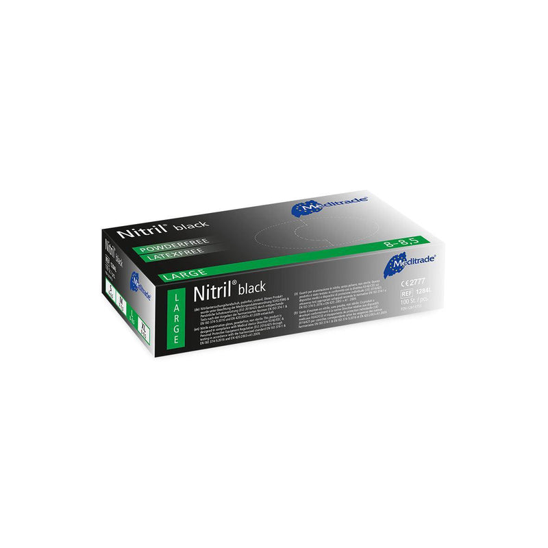 Nitril® Black Untersuchungshandschuh aus Nitril, puderfrei, X-Large (9), Large (8-8,5), Medium (7-7,5), Small (6-6,5), Small (6-6,5), X-Small (5,5), 1284XL, 1284L, 1284M, 1284S - Notemed Medizintechnik 
