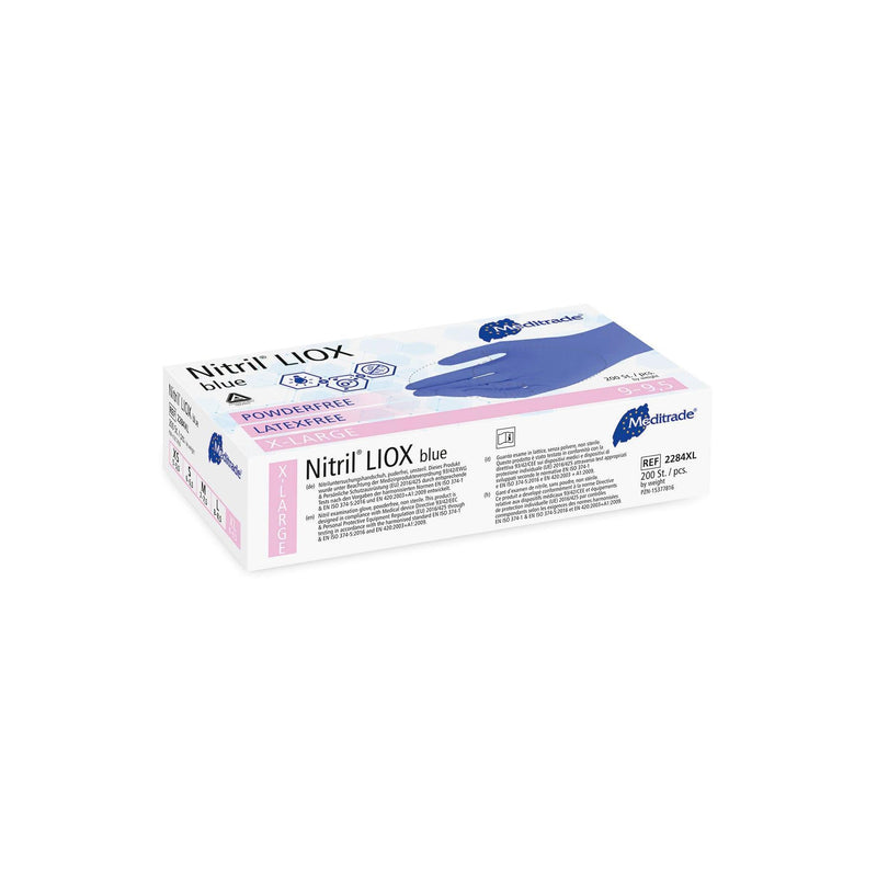 Nitril® LIOX, antimikrobieller Untersuchungshandschuh aus Nitril, BLAU, puderfrei, X-Large (9), Large (8-8,5), Medium (7-7,5), Small (6-6,5), Small (6-6,5), X-Small (5,5), 2284XL, 
 2284L, 
 2284M, 
 2284S, 
 2284XS