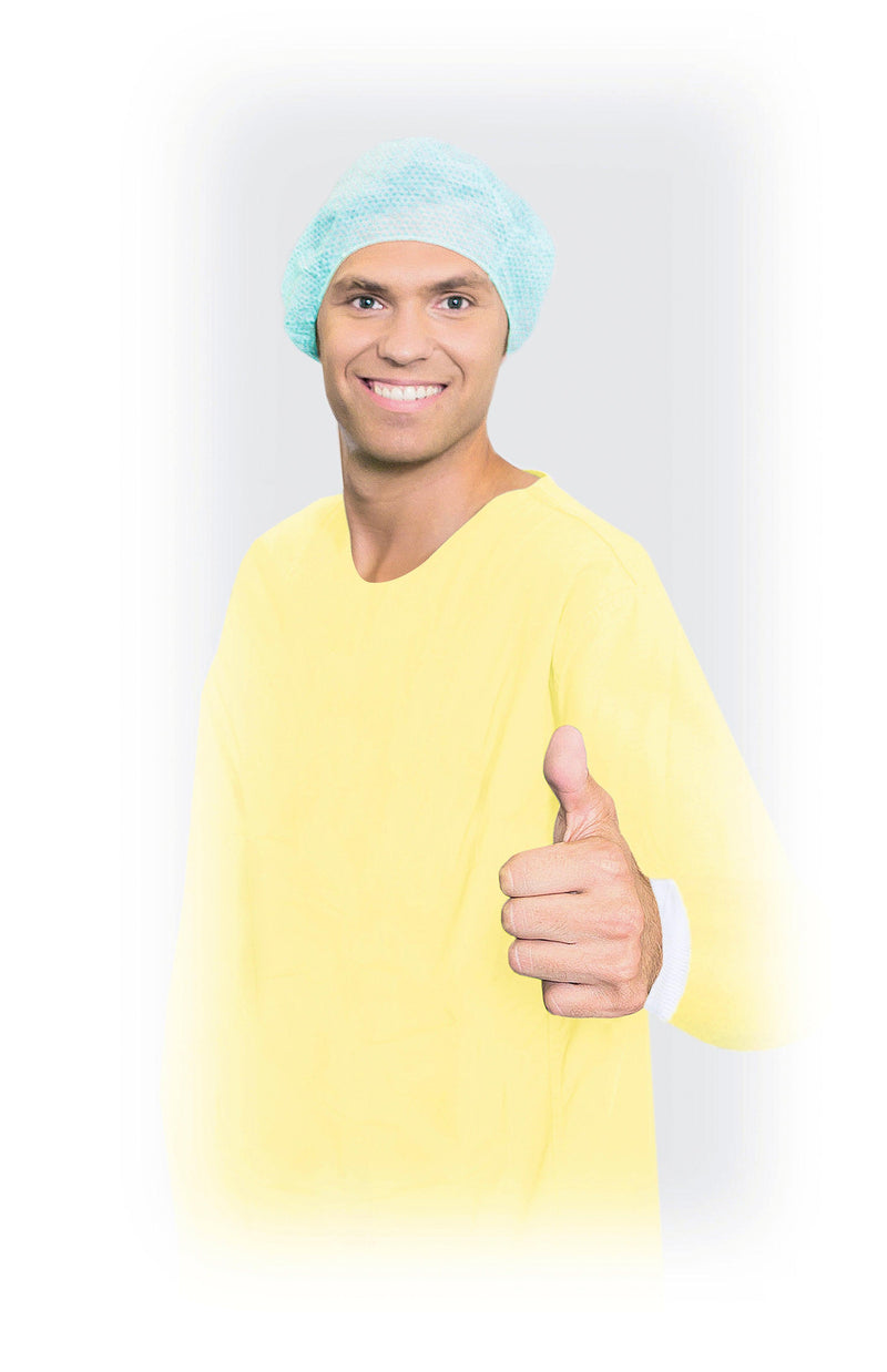 BeeSana® PP/PE-Kittel 26 g, gelb, DER WASSERABWEISENDE Teillaminierter Schutzkittel für Personal und Besucher, 4698 - Notemed Medizintechnik 