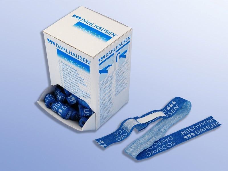 DAVECOS Venenstauer 3,5 x 65 cm Einweg Vlies/Klett im Spenderkarton, PZN 11102732, 7052100210 - Notemed Medizintechnik 