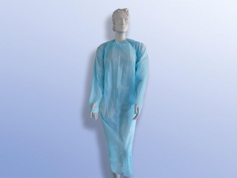 Einmalkittel / Besucherkittel, Schutzkittel mit langem Arm / 98 x 120 cm / 132 cm x 152 cm / wasserundurchlässig, VE = 100 Stück - Notemed Medizintechnik 