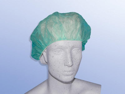 Einmalhaube, BOUFFANT-Haube einfach grün, weiß, VE = 100 Stück - Notemed Medizintechnik 