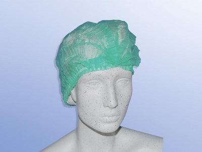 Einmalhaube, BOUFFANT-Haube flex / grün / weiß, VE = 100 Stück - Notemed Medizintechnik 
