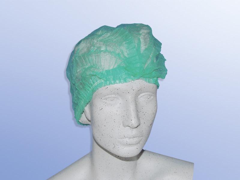 Einmalhaube, BOUFFANT-Haube flex / grün / weiß, VE = 100 Stück - Notemed Medizintechnik 