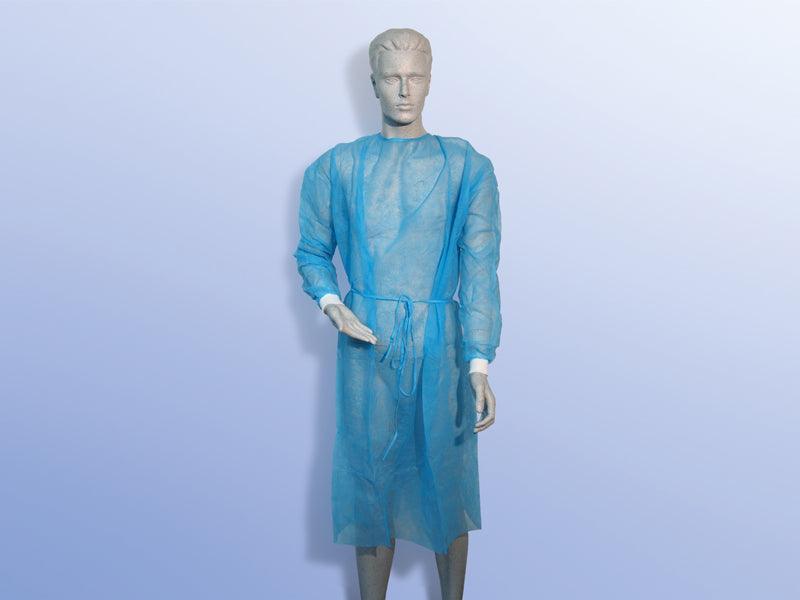Einmalkittel, Besucherkittel, Schutzkittel, blau / 120 x 144 cm / 144 x 160 cm / 57 cm Armbreite 30 cm, mit Strickbündchen 20g/m², VE = 10 Stück - Notemed Medizintechnik 