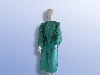 Einmalkittel, Besucherkittel, Schutzkittel, grün / Strickbündchen Länge 125 cm Länge 125 cm, VE / 10 Stück, PZN 7252302, 7559000004 - Notemed Medizintechnik 