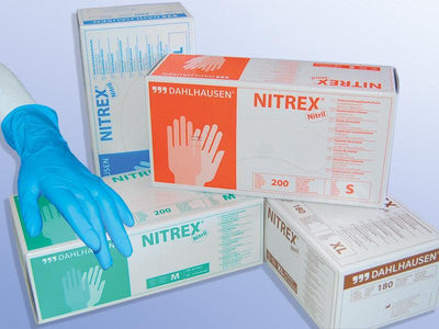 Nitrex Nitril-Untersuchungshandschuh, Einmalhandschuhe, Latexfrei ungepudert Gr. S, M, L, XL, blau, VE = 100 Stück - Notemed Medizintechnik 